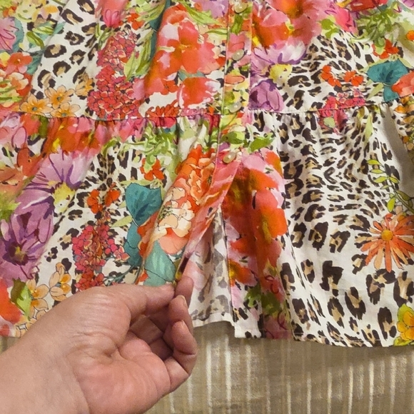 Johnny Was Wild Garden Cotton Floral and Leopard Print Mini Dress - Picture 16 of 16